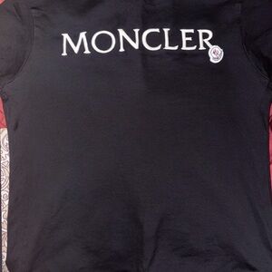 Moncler Black Short-Sleeve Tee with White Logo